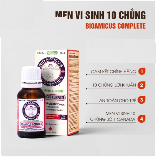 Men vi sinh 10 chủng Bioamicus 10ml nhập khẩu Canada- Giúp em ăn khỏe ngủ ngon