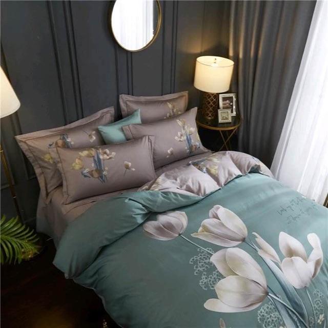 Set Cotton Ogranic Hàng Nhập Khẩu Cao Cấp 4 Món Hoa Khung Tuy Lip