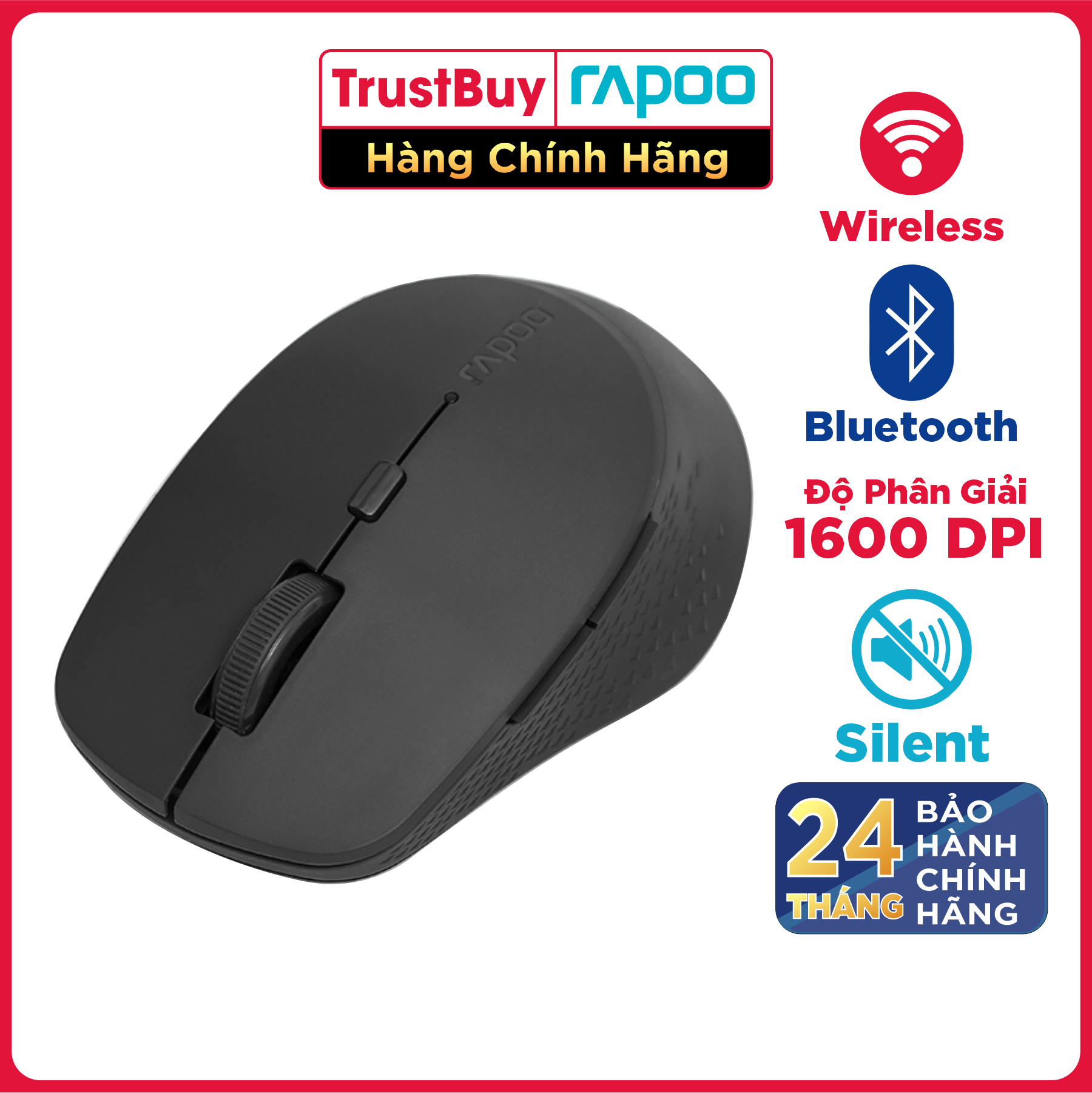 Chuột Không Dây Silent Wireless Và Bluetooth RAPOO M300 - Hàng chính hãng