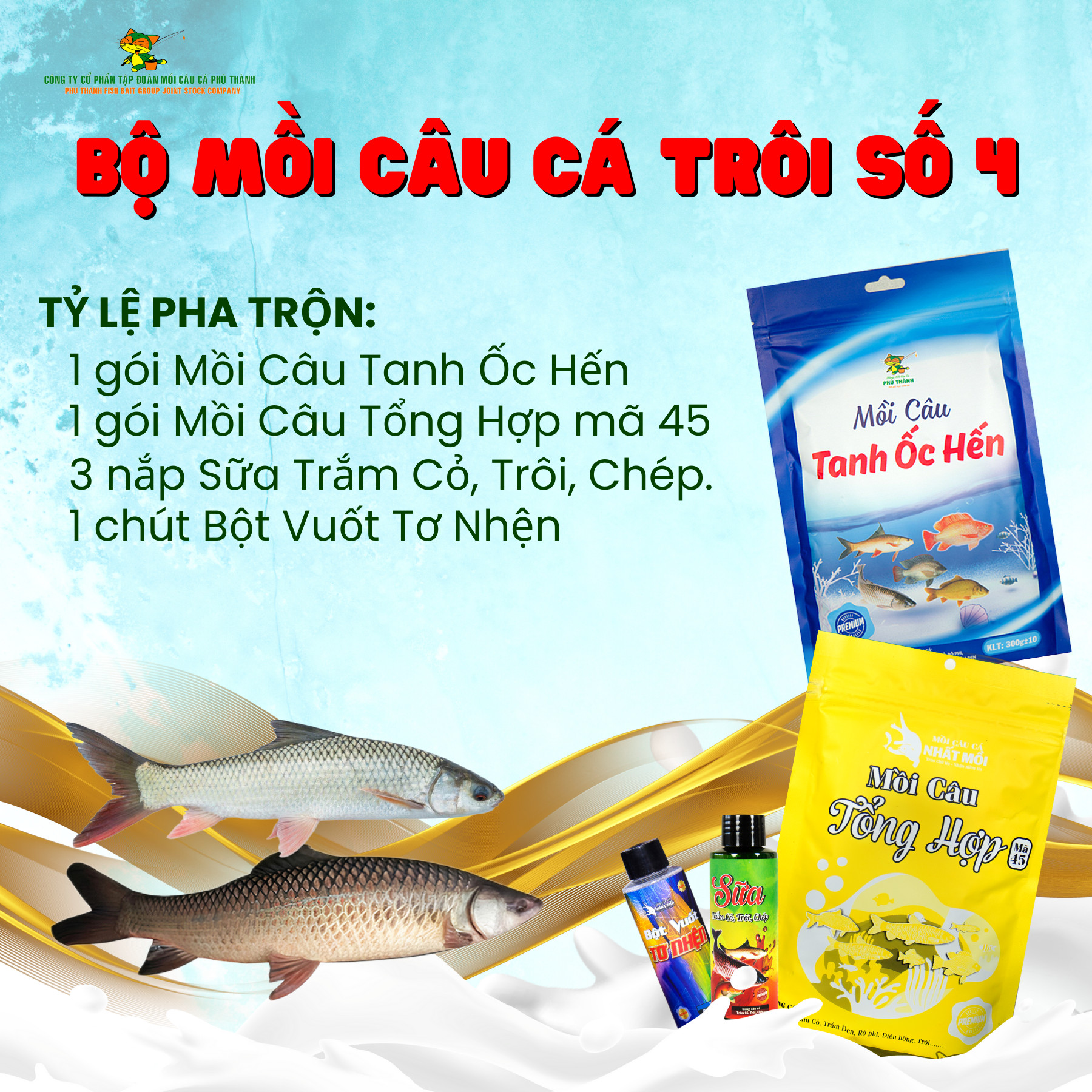 Bộ Mồi Cá Trôi Số 4 - Hãng Mồi Câu Cá Phú Thành