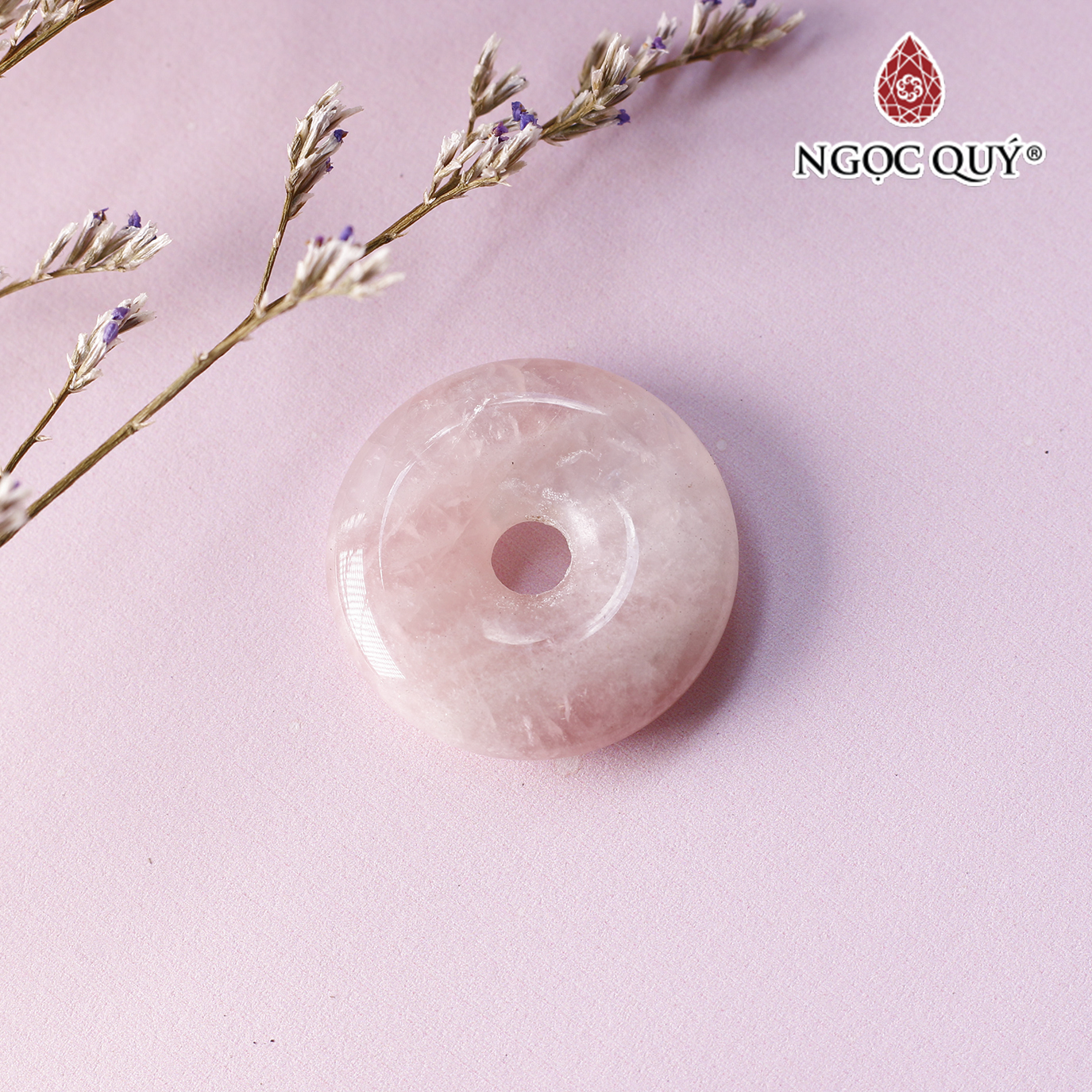 Mặt dây chuyền đồng điếu đá thạch anh hồng mệnh hỏa, thổ - Ngọc Quý Gemstones