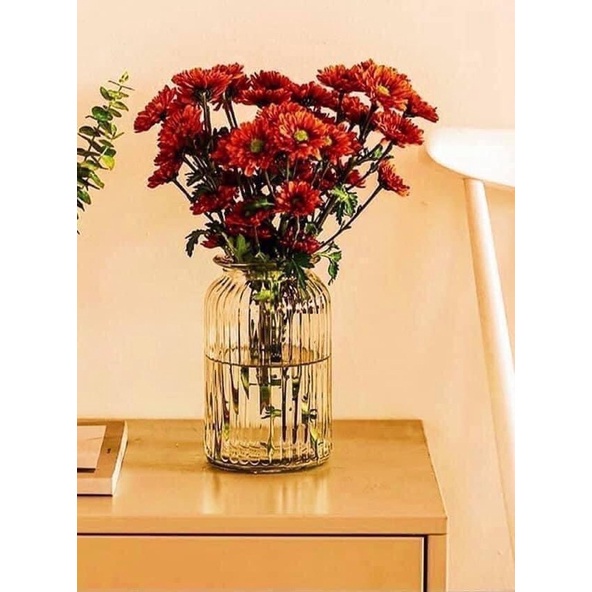 Bình bông, lọ hoa thủy tinh đẹp phong cách Bắc Âu sang trọng cao 18cm