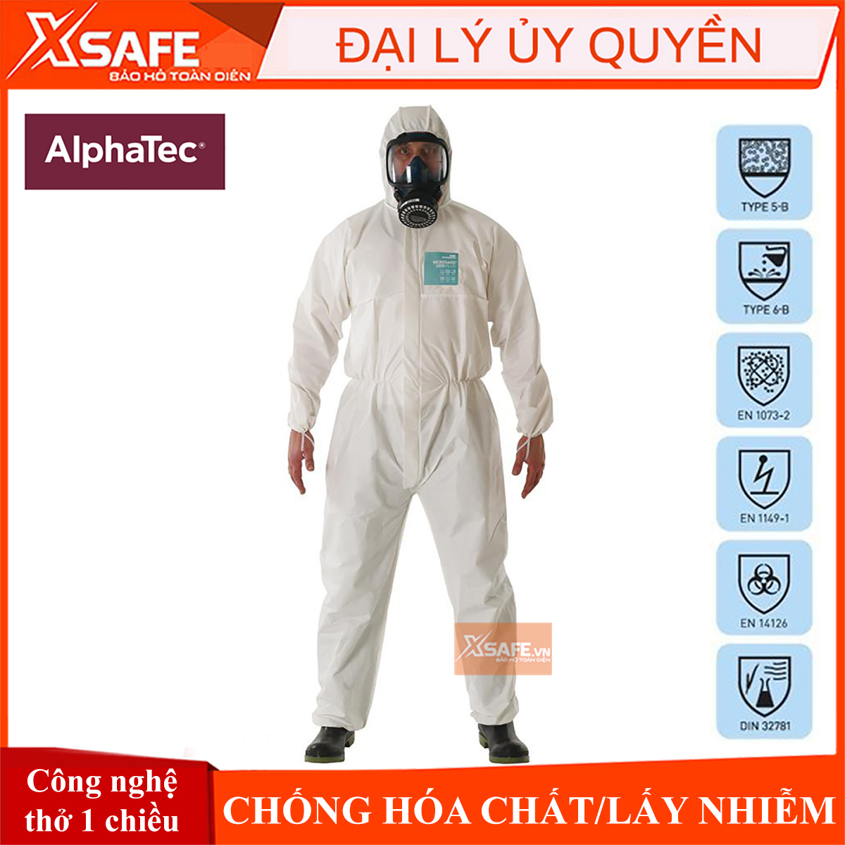 Quần áo chống hóa chất phòng dịch Alphatec 2000 Model 111 (Microgard 2000) Chống hóa chất - Chống lấy nhiễm cấp độ 4 ISO Type 5 6