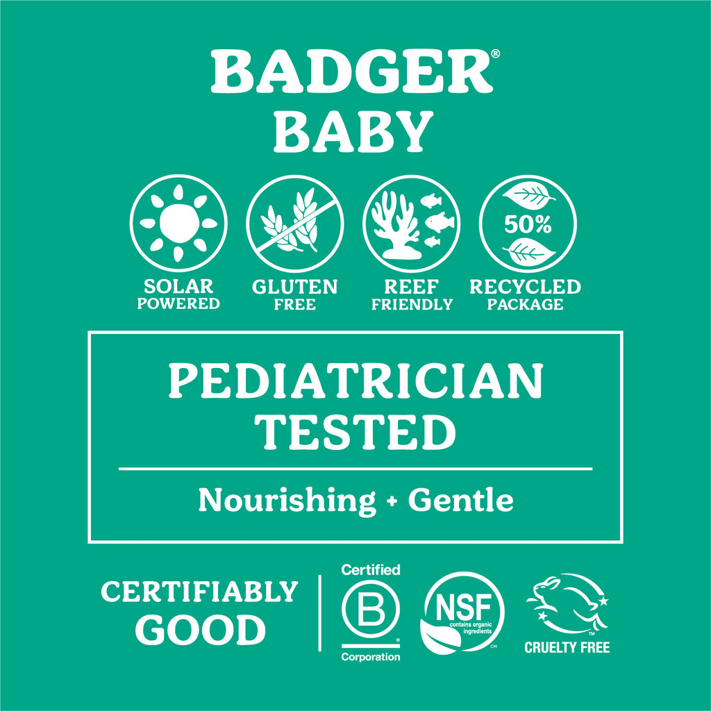 Kem Chống Nắng Vật Lý Cho Em Bé Badger SPF 40 Baby - Phổ rộng broad-spectrum, an toàn cho san hô, 98% thành phần hữu cơ - 87mL