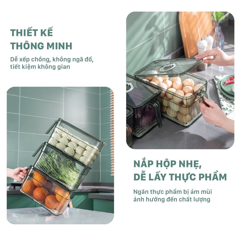 Hộp Đựng Thực Phẩm Tủ Lạnh 5L Có Vạch Chia Ngày Tháng Và Tay Cầm Lựa Chọn Tốt Bảo Quản Thực Phẩm Trong Tủ Lạnh