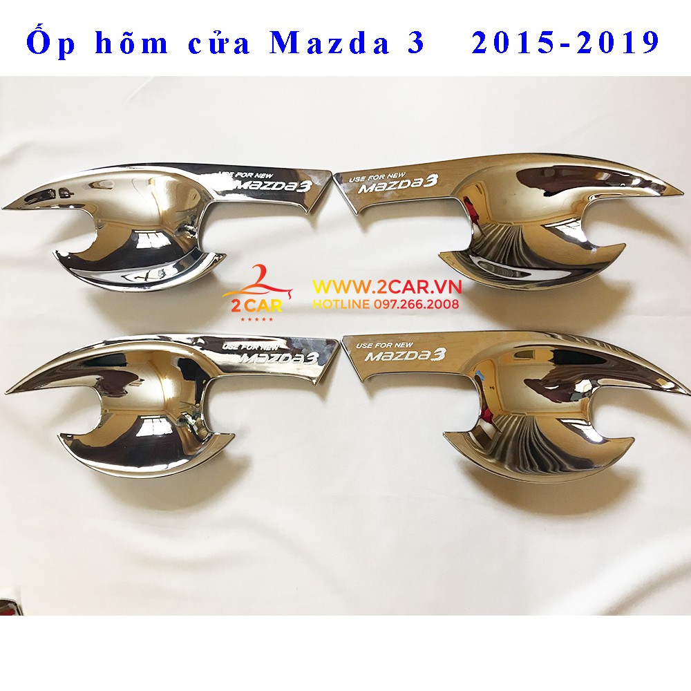 Ốp tay nắm, hõm cửa xe Mazda 3 2014 - 2022, 2023 mạ crom cao cấp