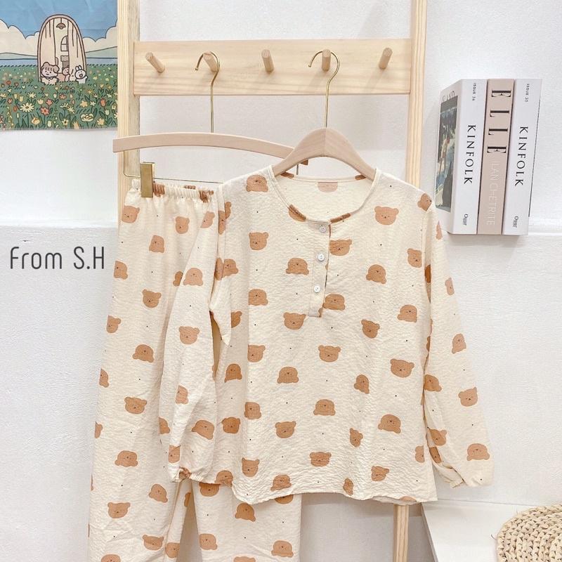Bộ đồ ngủ nữ dài tay, bộ đồ pizama có thể mặc như bộ đồ bầu hay bộ đồ sau sinh