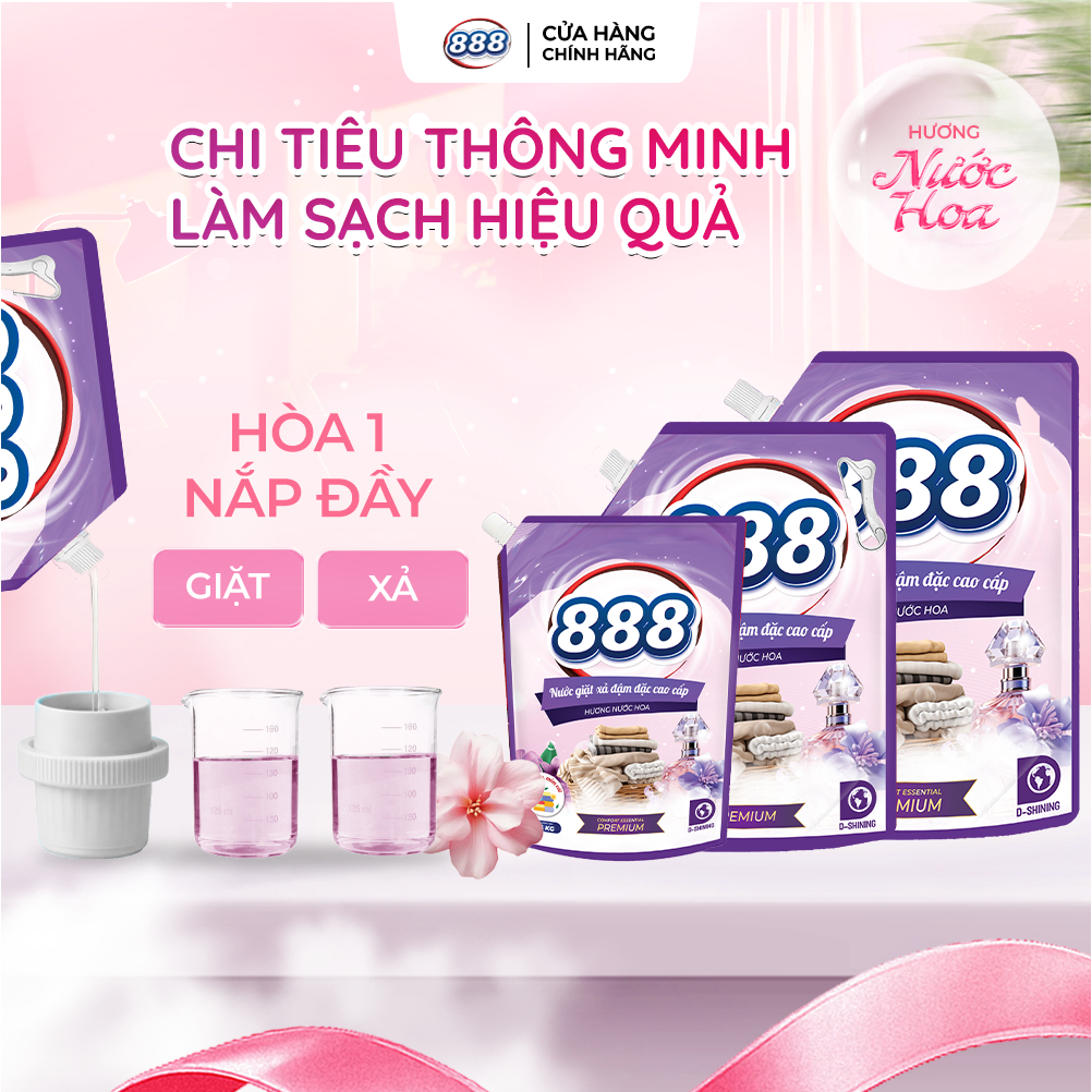 Combo 2 Túi Nước Giặt xả 888 Hương Nước Hoa Cao Cấp 2kg/Túi