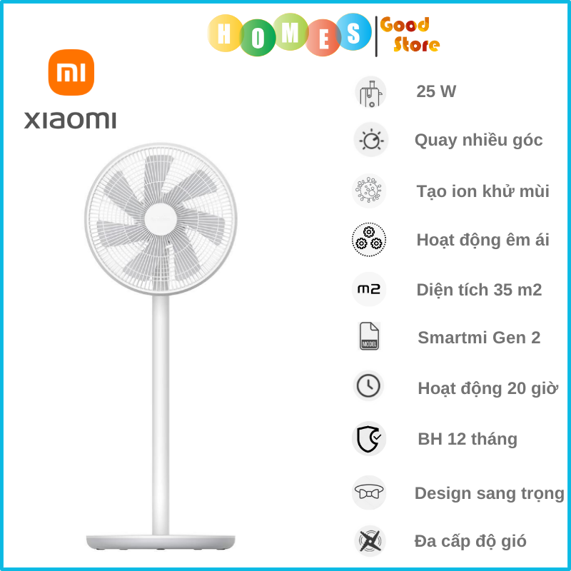 Quạt Tích Điện Không Dây XIAOMI Smartmi Gen 2S, Sử Dụng 20 Giờ Liên Tục 100 Tốc Độ Gió Quạt Siêu Êm, Có Remote, Kết Nối App Thông Minh Công Suất 25W- Hàng Chính Hãng