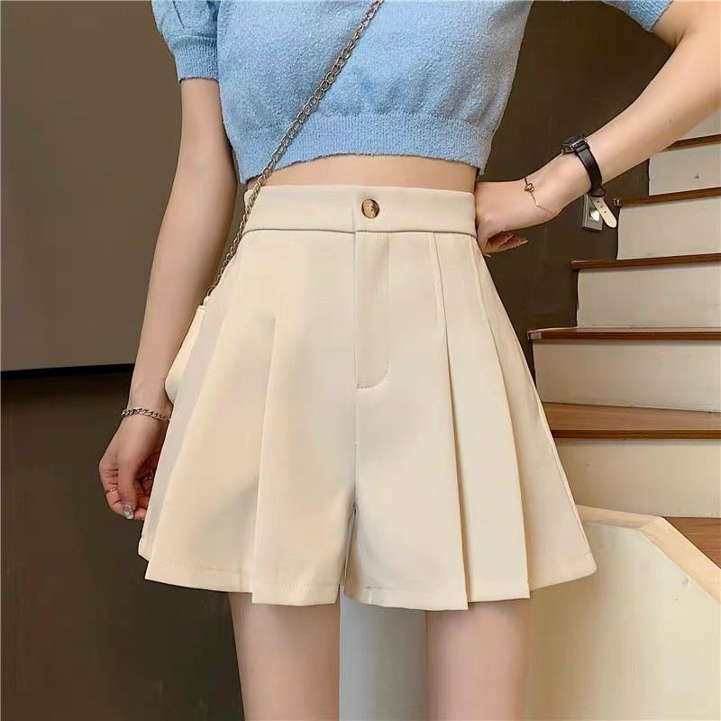 Quần short nữ lưng cao ống rộng DOLOXI xếp ly lưng thun Hàn Quốc đẹp Q052
