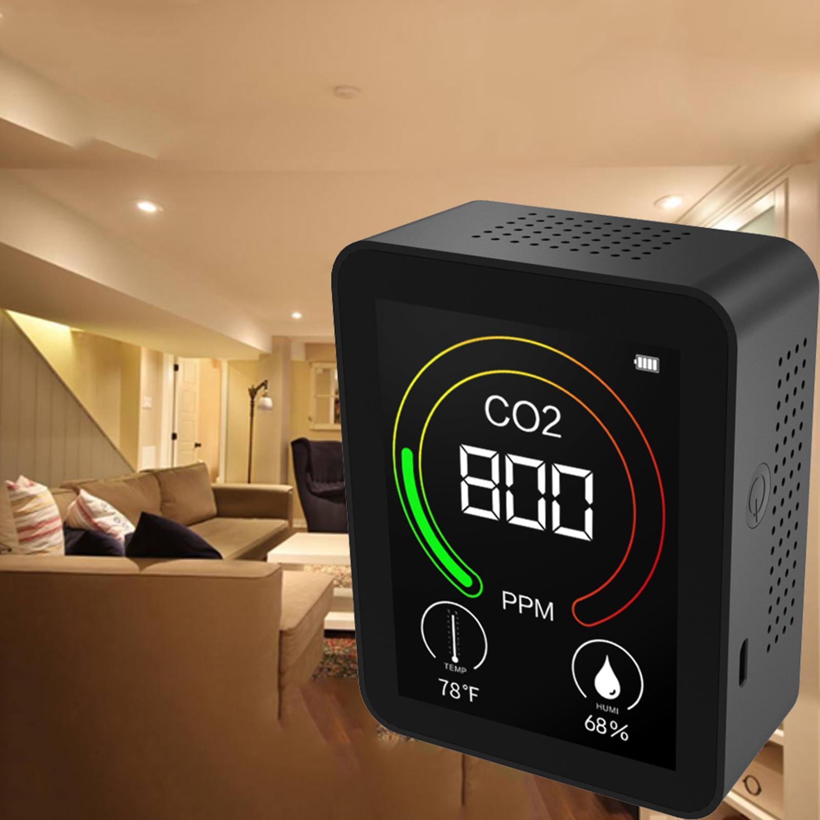 Air Quality Tester Indoor CO2 Meter for Home 1500mah Temperature and Humidity Detector Real Time Display Accurate Carbon Dioxide Sensor 400-6000PPM