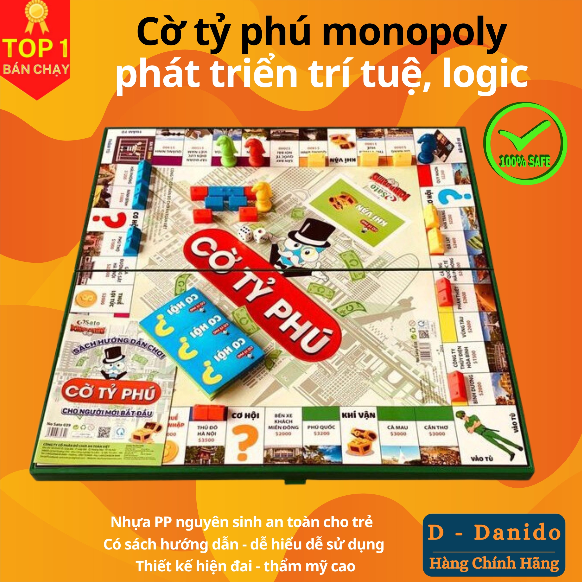 Cờ Tỉ Phú Monopoly – Cờ Tỷ Phú Vui Nhộn Cao Cấp, An Toàn Cỡ Cực Đại 42x42 – Hàng Chính Hãng