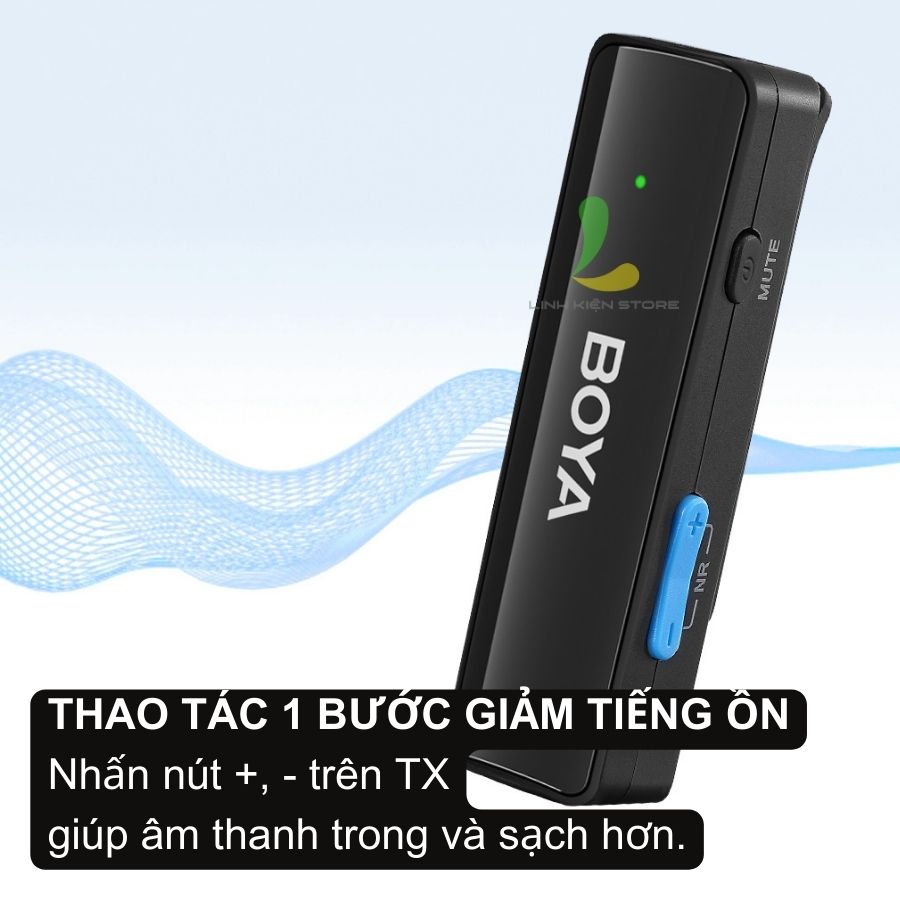 Micro thu âm không dây Boya BOYALINK - Micro ghi âm 2.4GHz kênh đôi cổng Light.ningg, Type-C, 3.5mm TRS - Hàng nhập khẩu