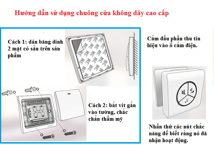 Chuông cửa cao cấp không dây thông minh, sử dụng phổ biến trong mọi gia đình M1