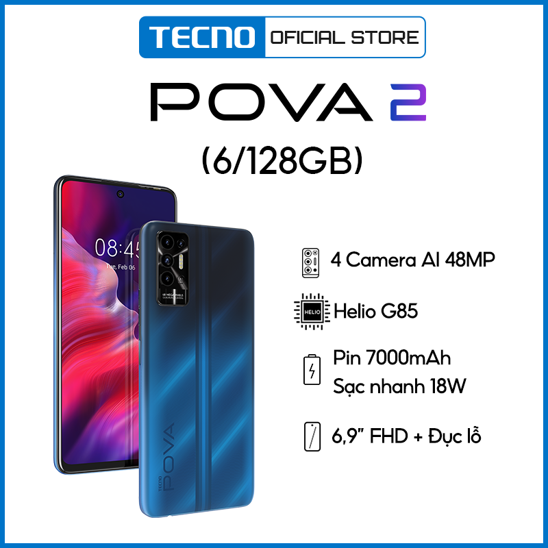 Tecno Pova 2 6GB l 128GB - Điện Thoại Thông Minh Chiến Game Cực Đỉnh - Hàng Chính Hãng