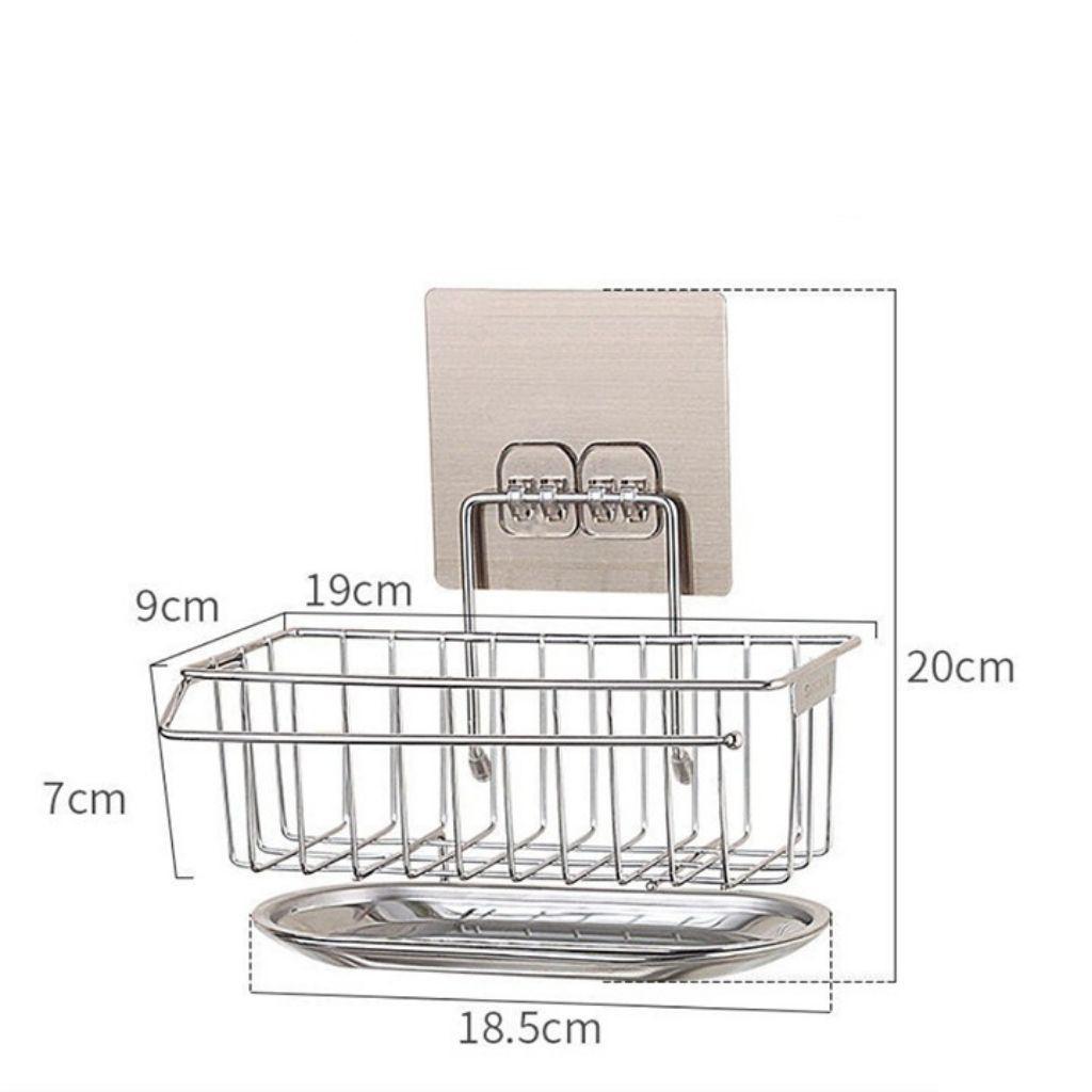 Kệ Inox Dán Tường Sus304- Kệ Inox Để Đồ Rửa Chén Bát, Rửa Bát Có Khay Hứng Nước Cao Cấp - Hàng Loại 1