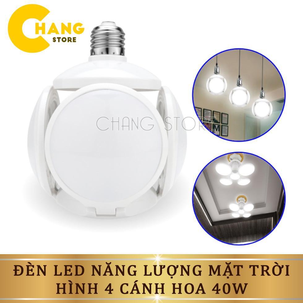 Đèn LED tích điện năng lượng mặt trời 5 chế độ hình 4 cánh hoa đuôi E27 có thể đóng mở (40W)