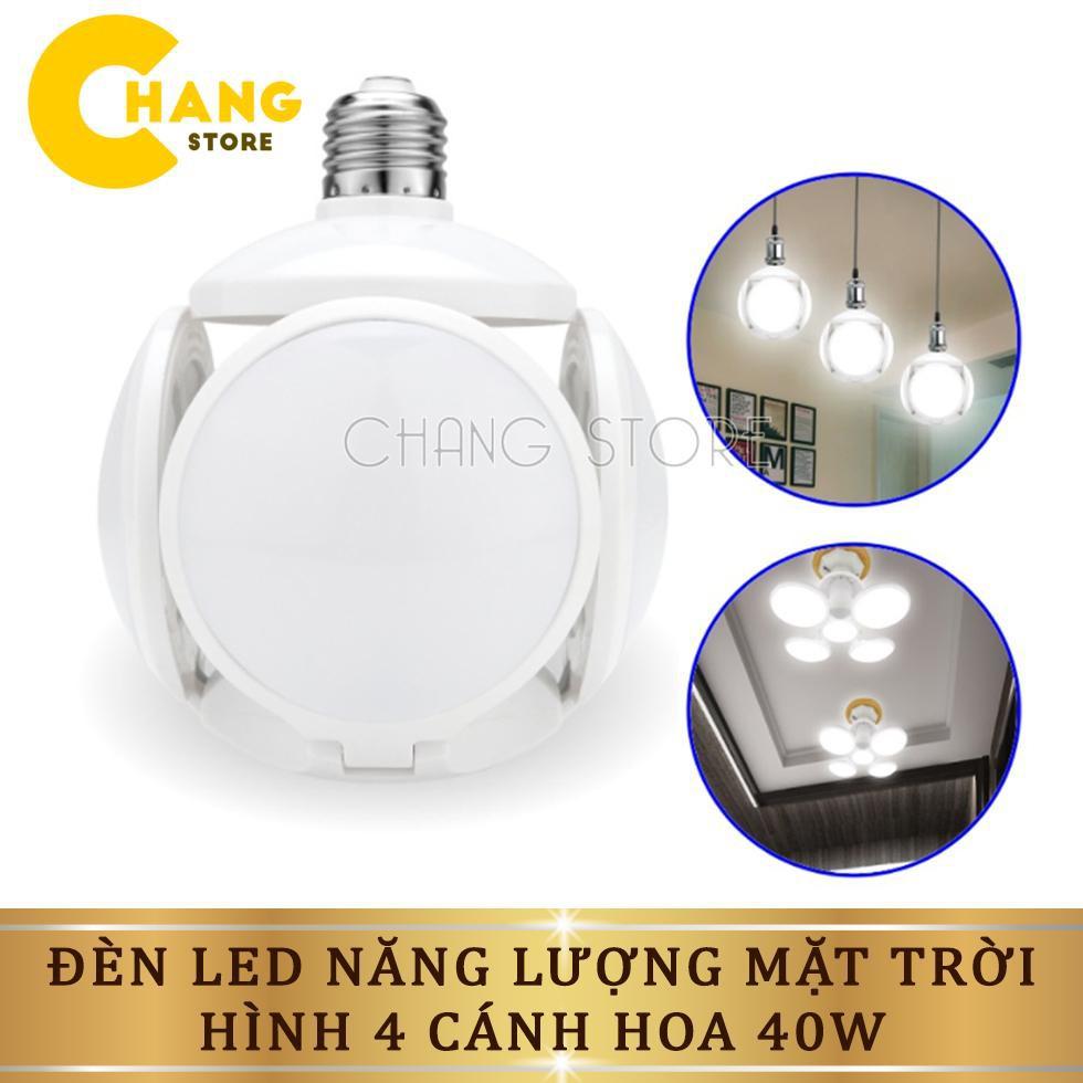 Đèn LED tích điện năng lượng mặt trời 5 chế độ hình 4 cánh hoa đuôi E27 có thể đóng mở