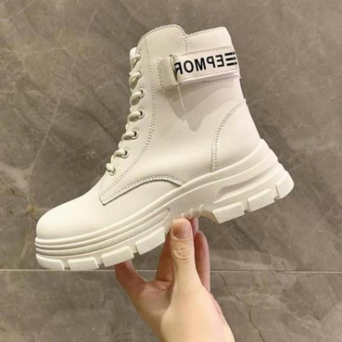 Giày Boots, Giày Boot Nữ Lót Lông Bên Trong Phối Viền Chữ Kèm Dây Buộc Phong Cách Trẻ Trung Năng Động, Thời Tra