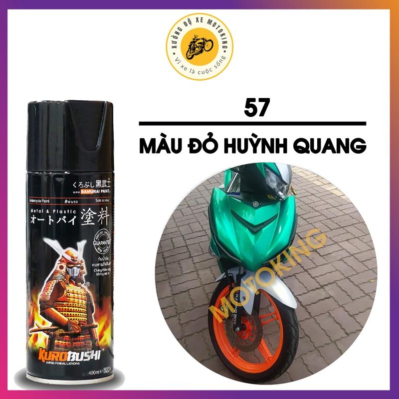 Sơn Samurai màu đỏ huỳnh quang 57 - chai sơn xịt chuyên dụng dành cho sơn xe máy, ô tô