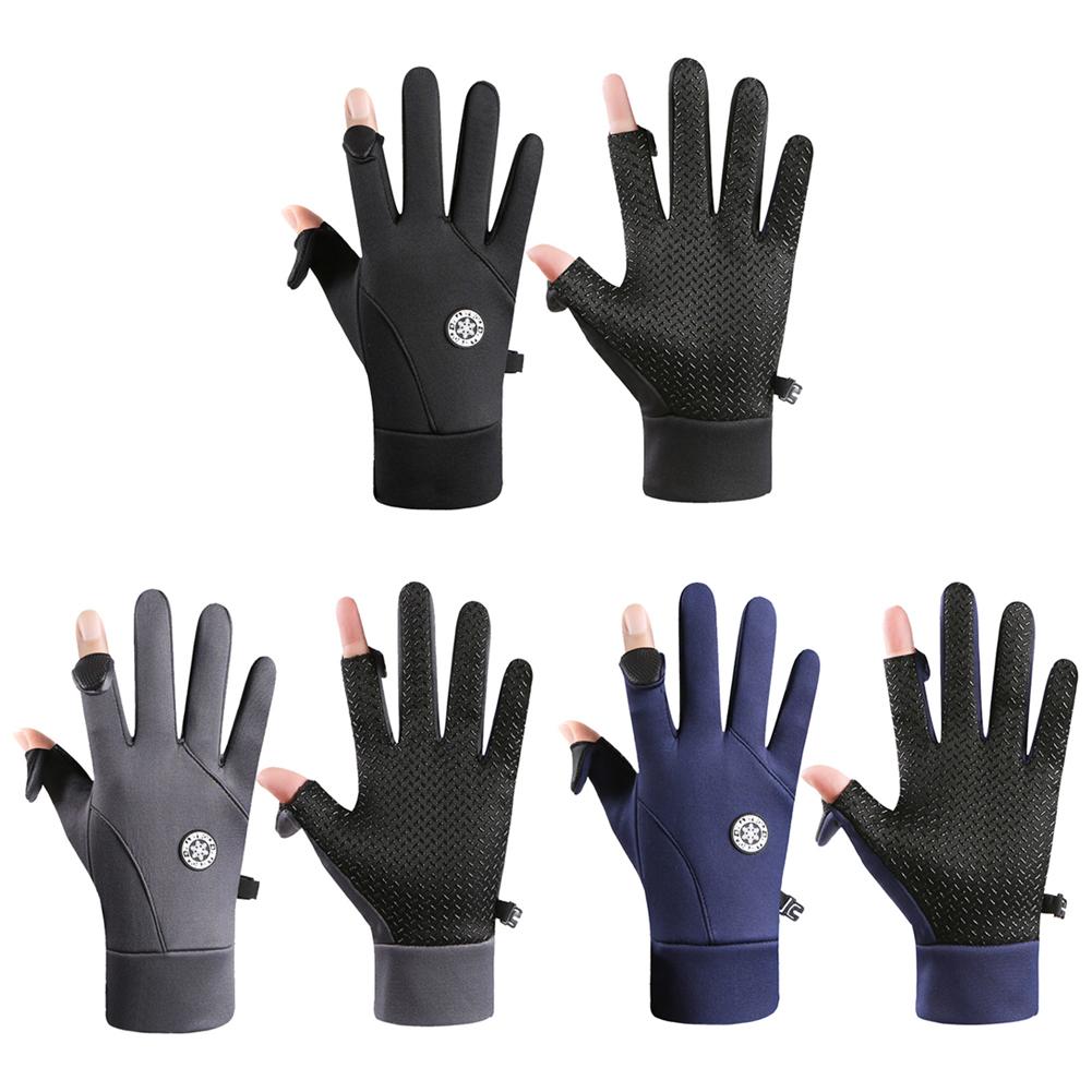 Găng tay mùa đông nam giới phụ nữ đạp xe đạp mùa thu mùa đông Lông cừu Windproof Toum Màn hình xe đạp Trò chơi câu cá ngoài trời ấm áp Color: Blue2