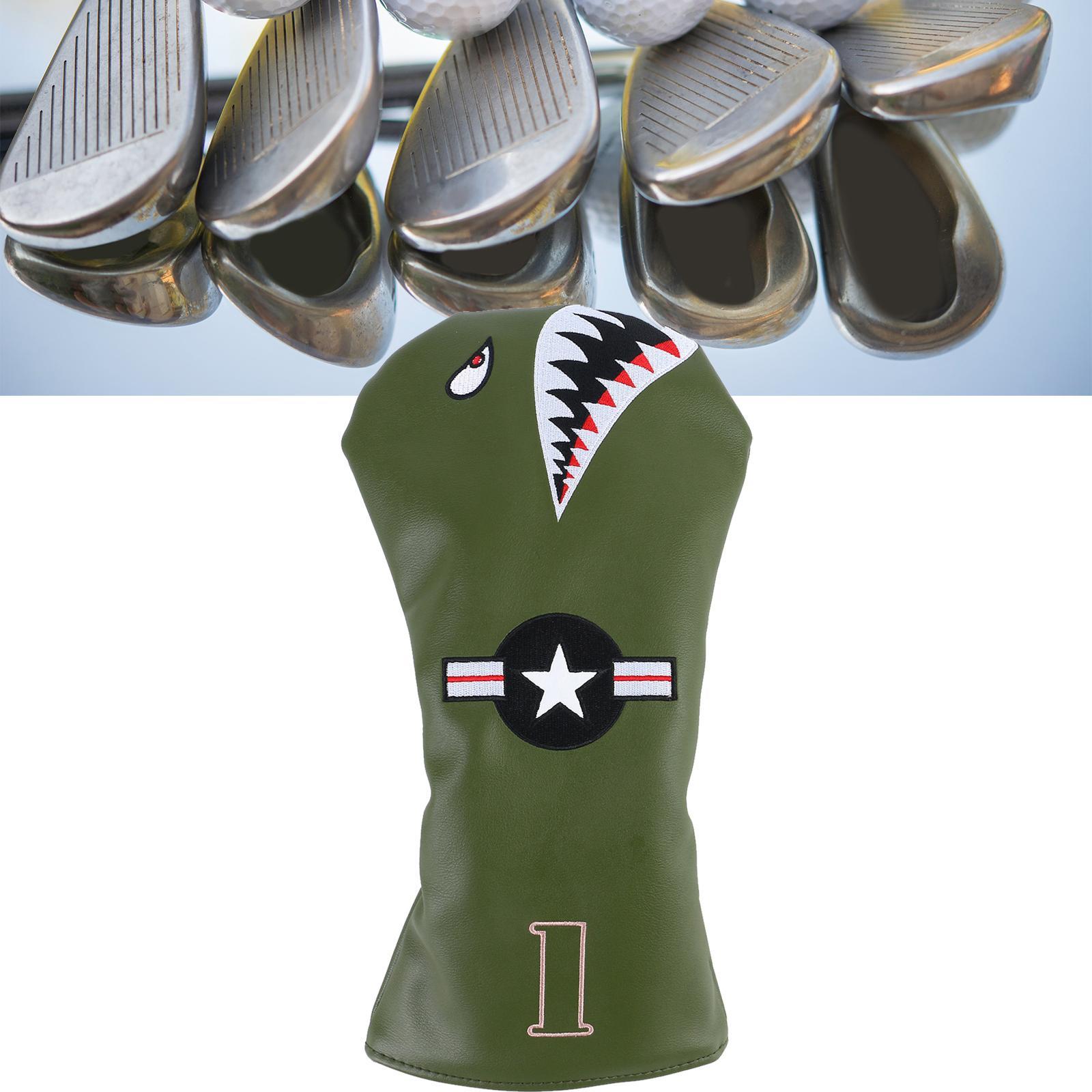 PU Leather Golf Club Headcover Non Slip Long Neck for Woods Driver Fairway Hybrid