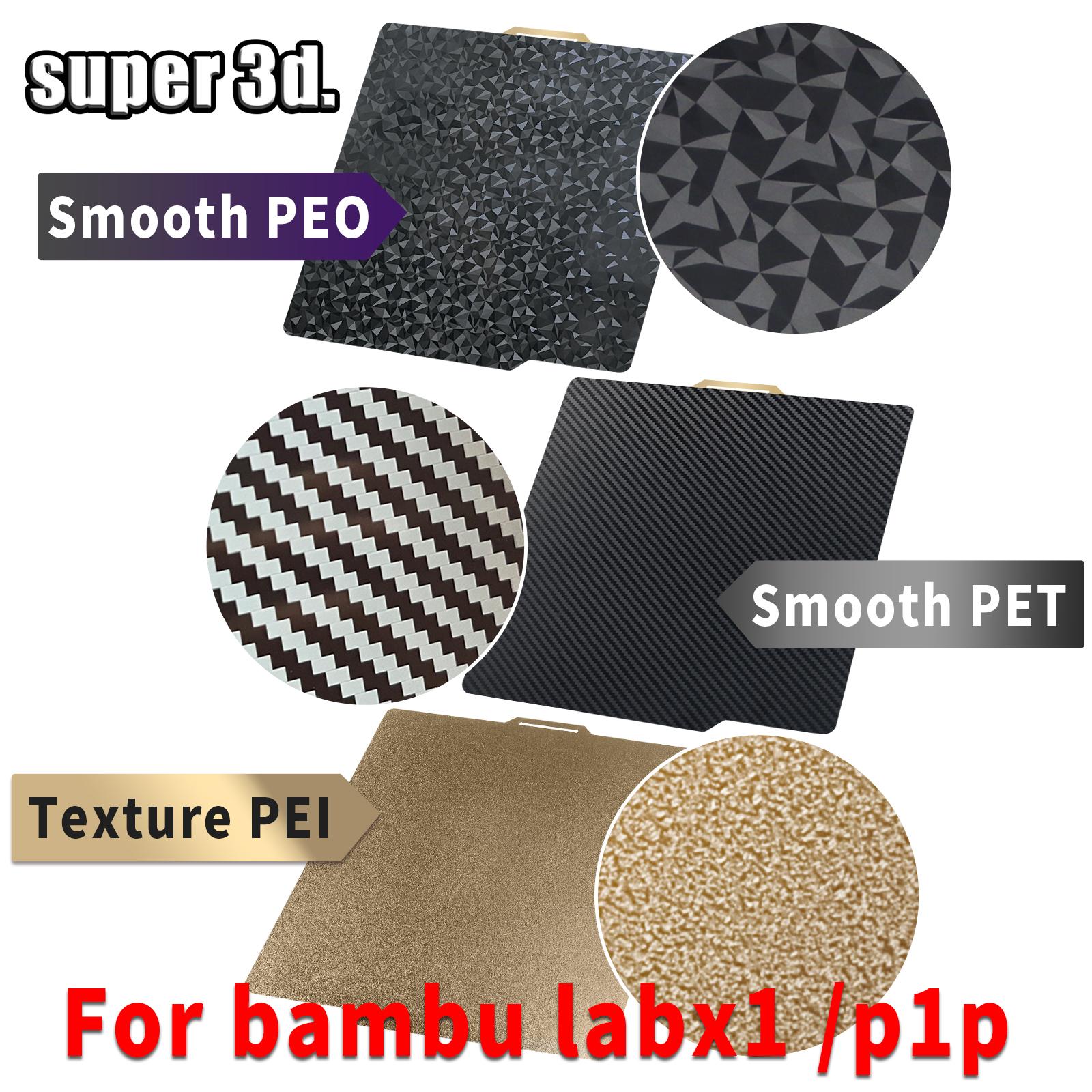 Đối với Bambu Lab X1 Build Tấm PEI PEO PEO 257X257mm Nâng cấp hai mặt Spring Steel Sheet mịn PEO PE PEI cho phòng thí nghiệm P1P