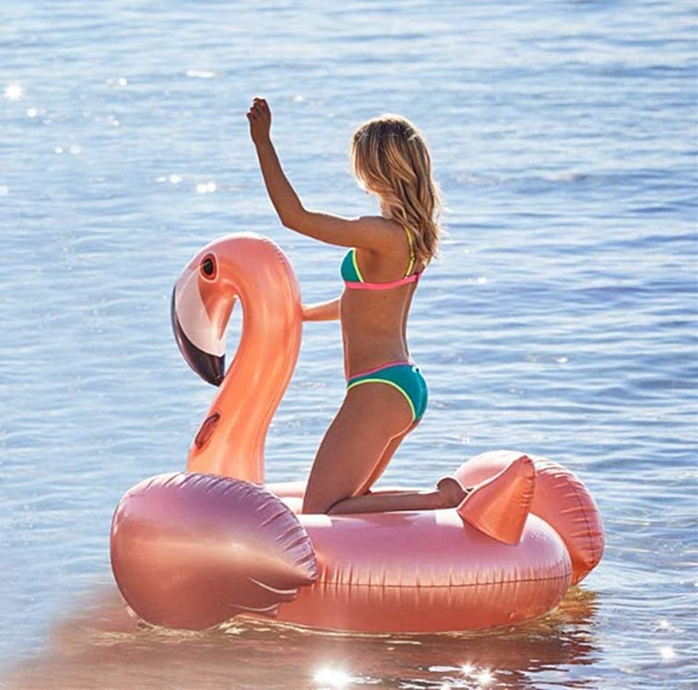 Phao Bơi Pink Inflatable Giant Mega Flamingo Rider Swimming Lounge Float Pool Toy (Golden)