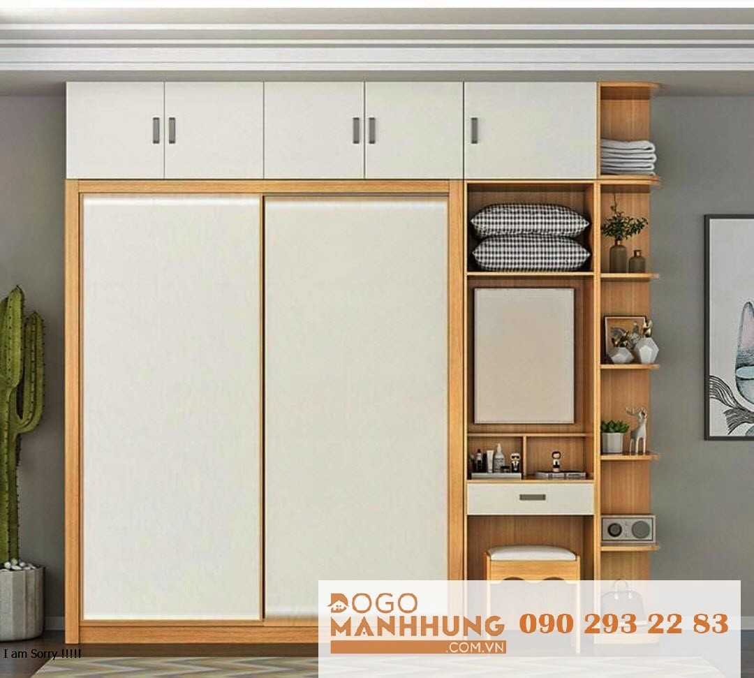 Tủ quần áo kết hợp bàn trang điểm gỗ công nghiệp 2m30 x 2m50