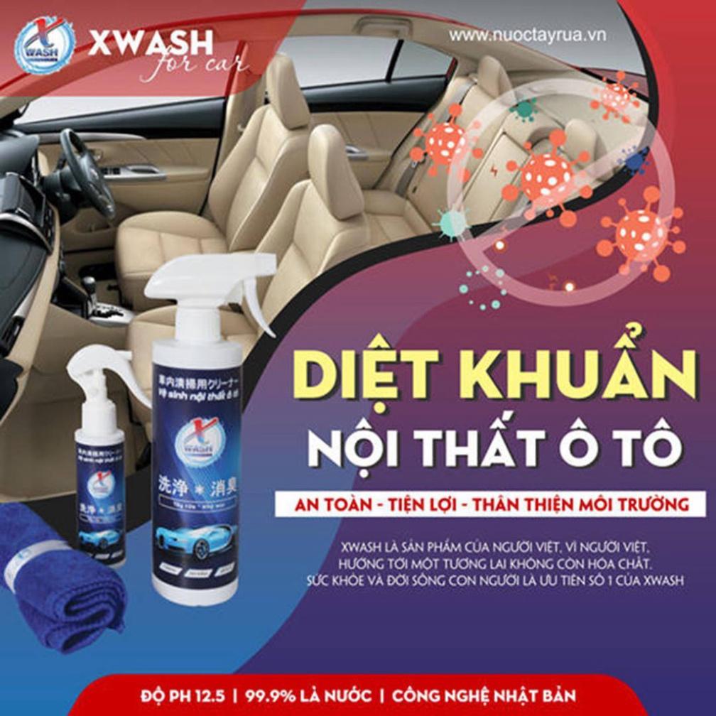 XWash - Nước tẩy rửa, làm giảm bớt mùi thiết kế bên trong xe con KHÔNG hoạt chất - Tặng khăn lông cừu