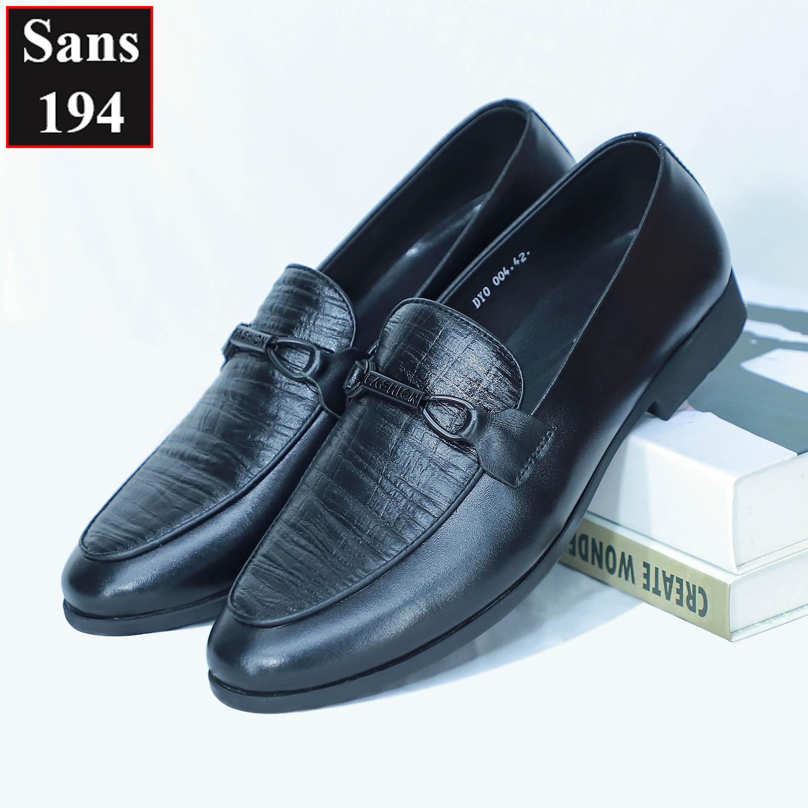 Giày lười nam da bò thật Sans194 moca penny loafer đen đẹp cao cấp giầy mọi công sở hàn quốc đế cao su dầy dập vân