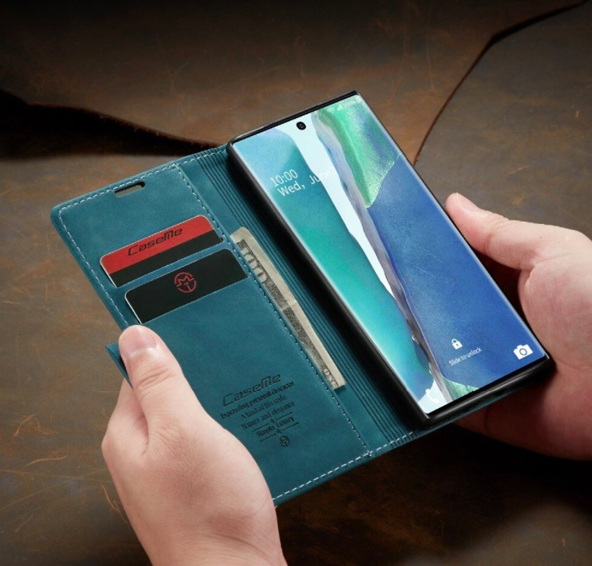 Bao da thật dạng ví chính hãng Caseme dành cho Samsung Galaxy Note 20 - Hàng chính hãng