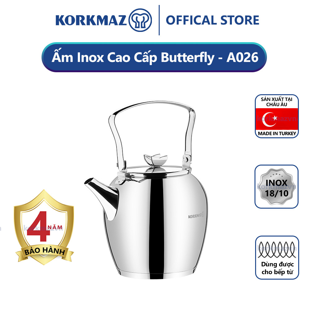 Bình trà Inox 18/10 Korkmaz Butterfly 2.3 lít