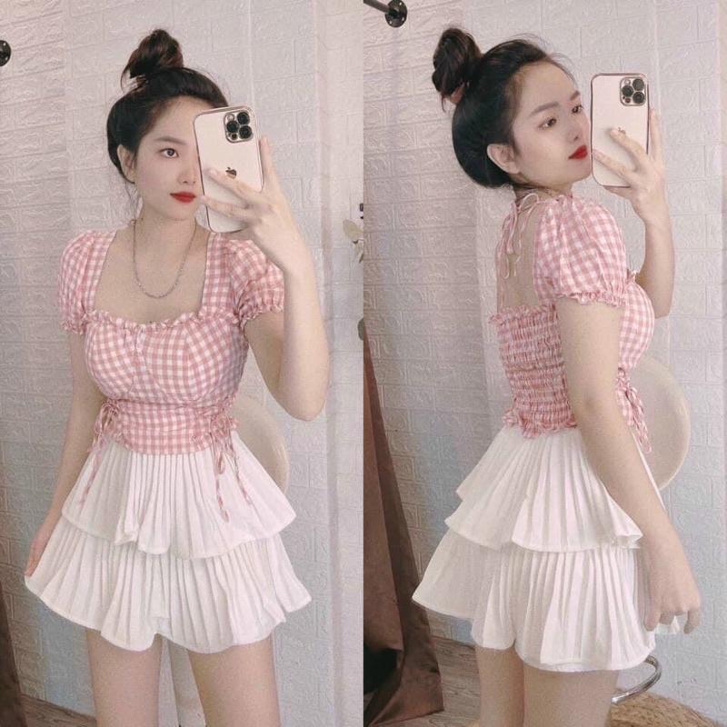 Áo kiểu, áo kiểu caro, áo kiểu dễ thương