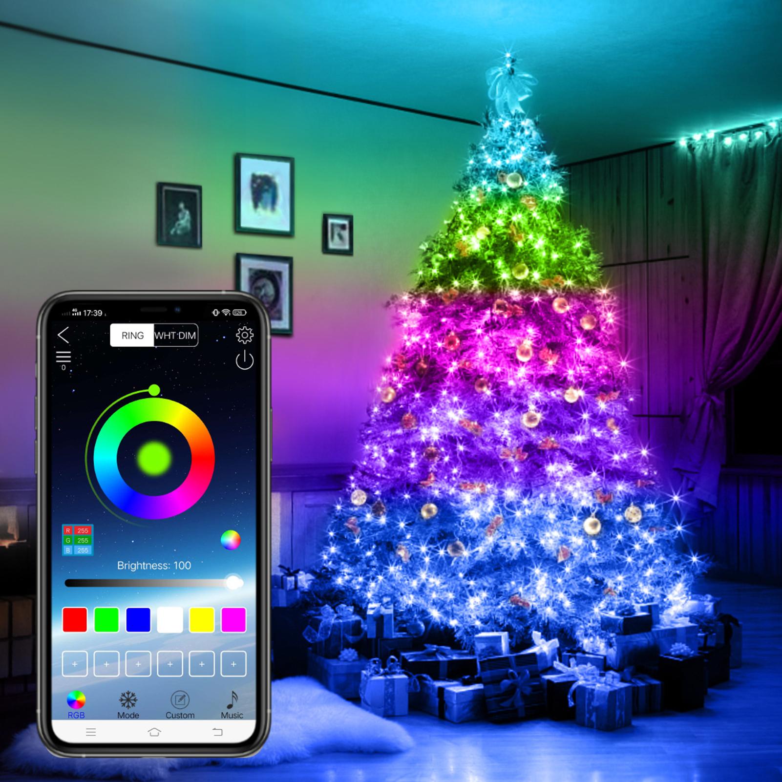 Dải đèn led cổ tích RBG sạc bằng USB có nhạc, điều khiển bằng app