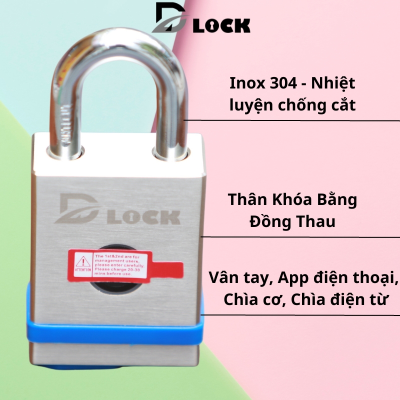 Ổ Khóa Cửa Vân Tay Điện Tử Thông Minh Dùng App Tuya Chống Cắt, Khóa Cửa Cổng Chống Nước IP68 Chính Hãng DILLOCK DLP1UTRA, Ổ KHÓA VÂN TAY CHÍNH HÃNG DLOCK