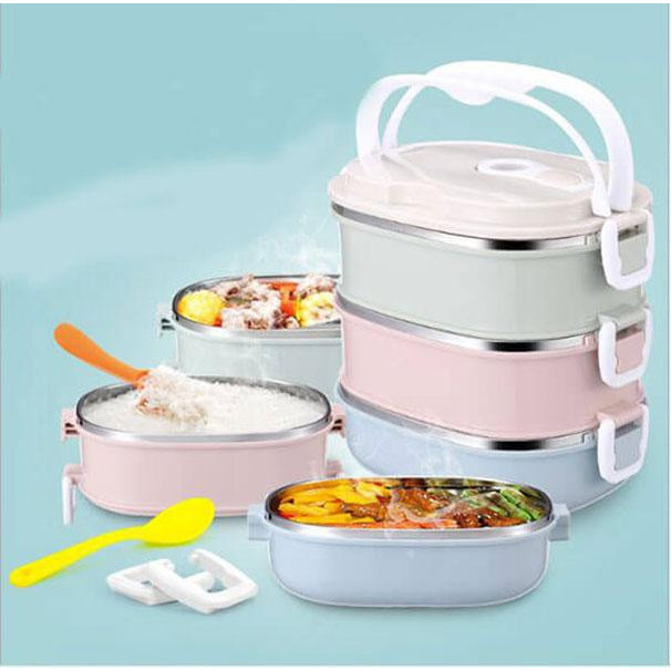 Hộp Đựng Cơm Giữ Nhiệt 3 Tầng 2 Lớp Inox 304 Chống Gỉ Và Tràn Kiểu Dáng Sang Trọng