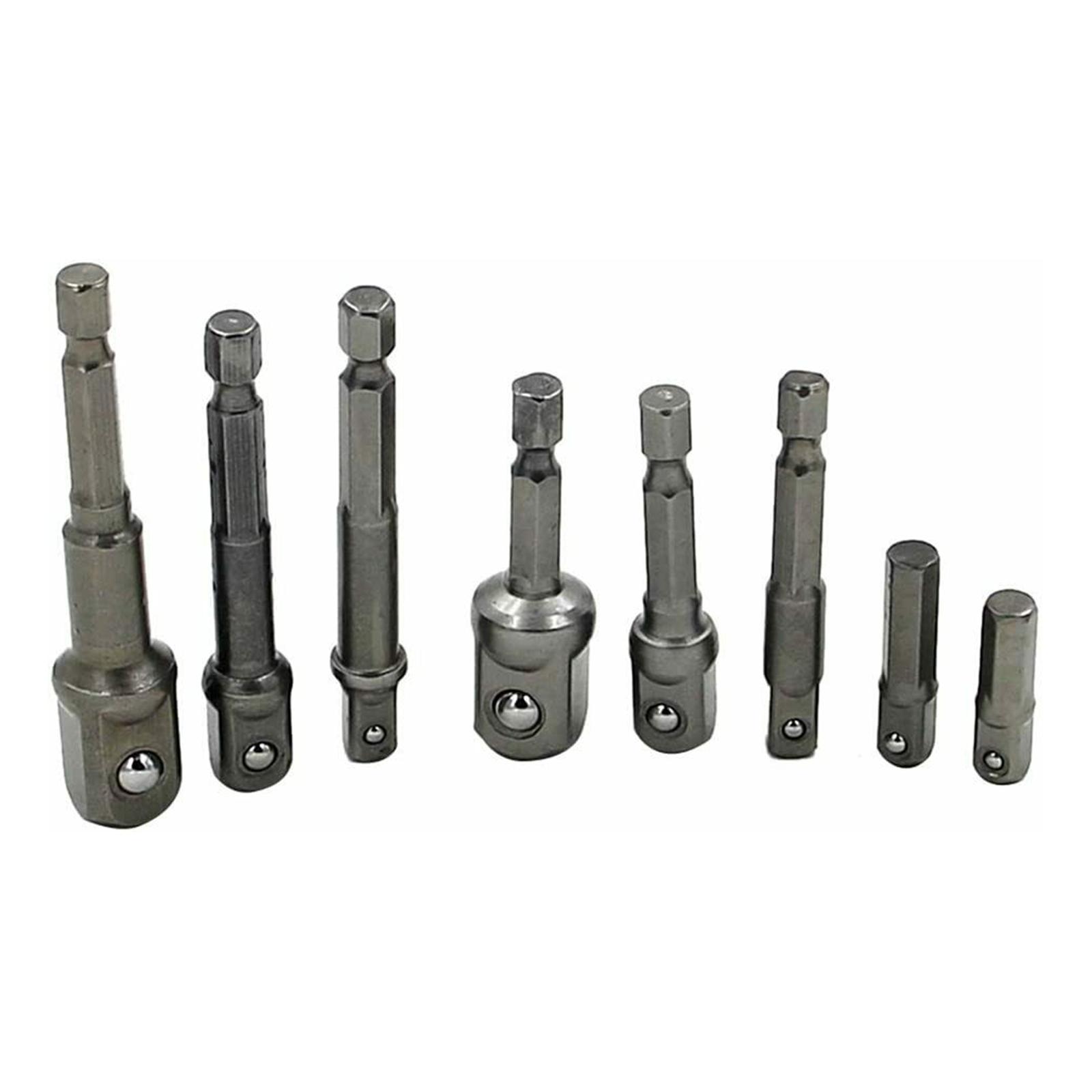 9Pcs Socket Adapter Impact Hex Shank Drill Bits Set, Driver Tools, 1/4" 3/8" 1/2", 105° Right Angle Drill Adapter Attachment Extension Tools