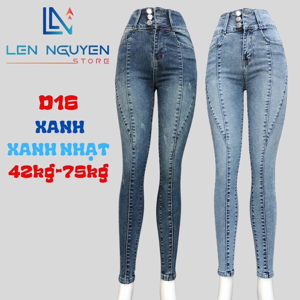 D16_ Quần jean nữ, dài, lưng cao, quần bò nữ dáng ôm, quần rin nữ có big size, cho 42kg đến 75kg,LEN NGUYEN STORE