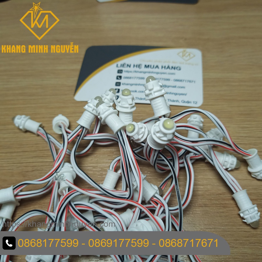 Giá 1 bó 50 bóng led đúc F5, đế 9mm - Để trong và để đục, chống nước, ánh sáng trắng 6000K chuyên làm bảng hiệu