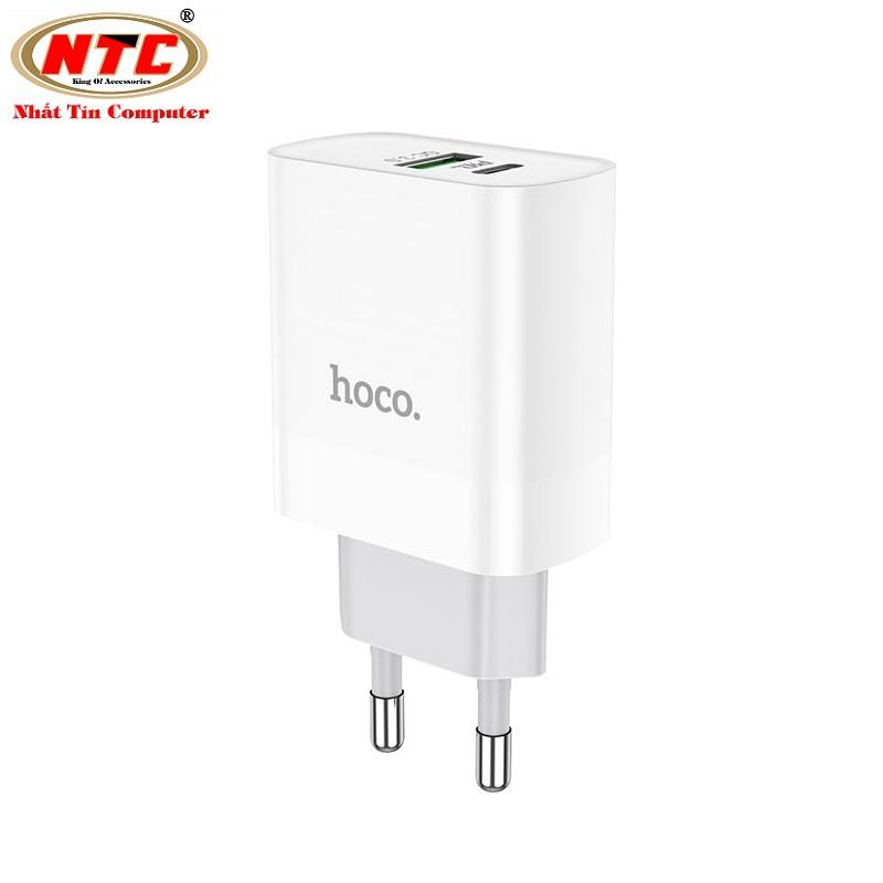 Cốc sạc 2 cổng dành cho Hoco C80A USB QC3.0 và Type-C PD20W (Trắng) - Hàng chính hãng