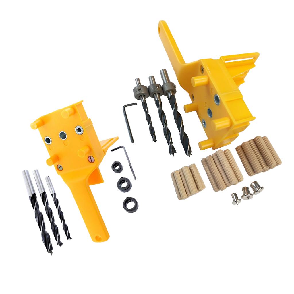 2 Set Woodworking Pocket Hole Jig Kit, Wood Dowel and Drill Bit DIY Tools