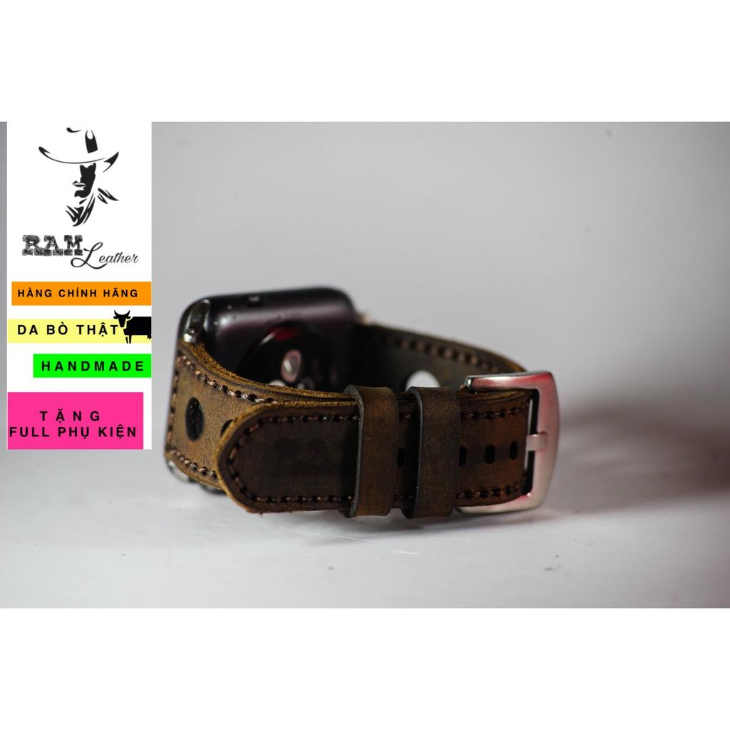 Dây đồng hồ RAM Leather da bò nâu đất handmade - RAM d1