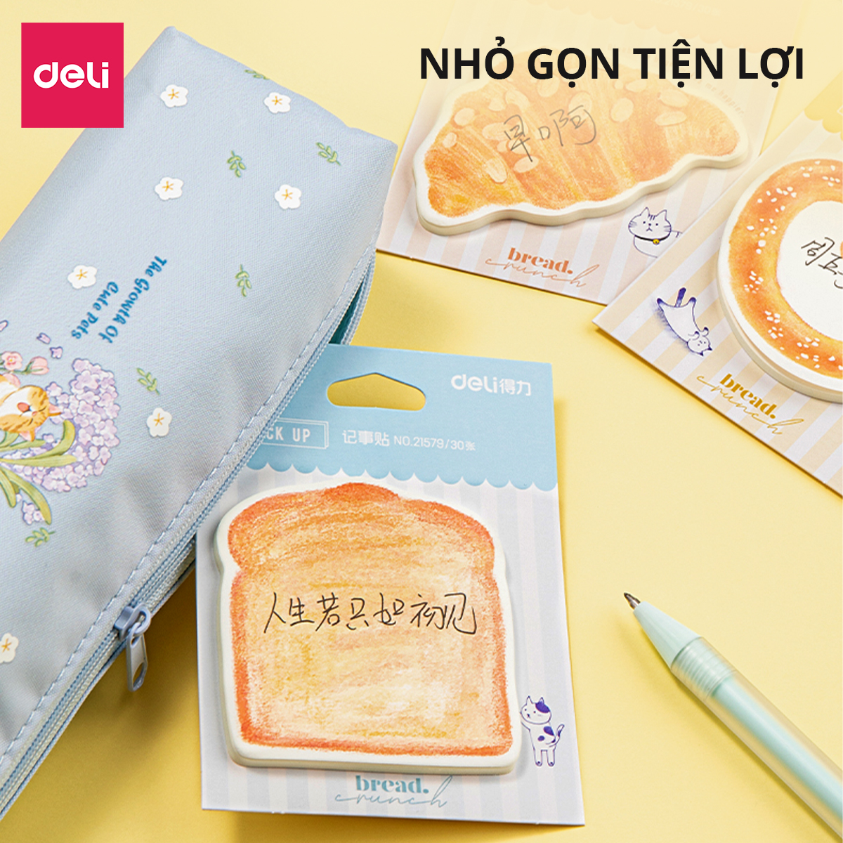 Set 30 Giấy Note Ghi Chú, Giấy Nhớ Bánh Ngọt Dễ Thương Deli - Sticky Notes Trang Trí Chất Lượng Cao Keo Dính Chắc