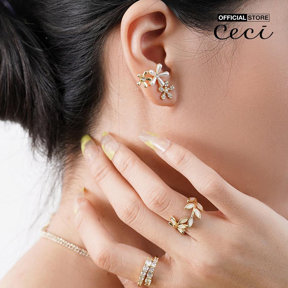 CECI - Khuyên tai nữ xỏ lỗ thiết kế cánh hoa sang trọng CC1-09000068-27