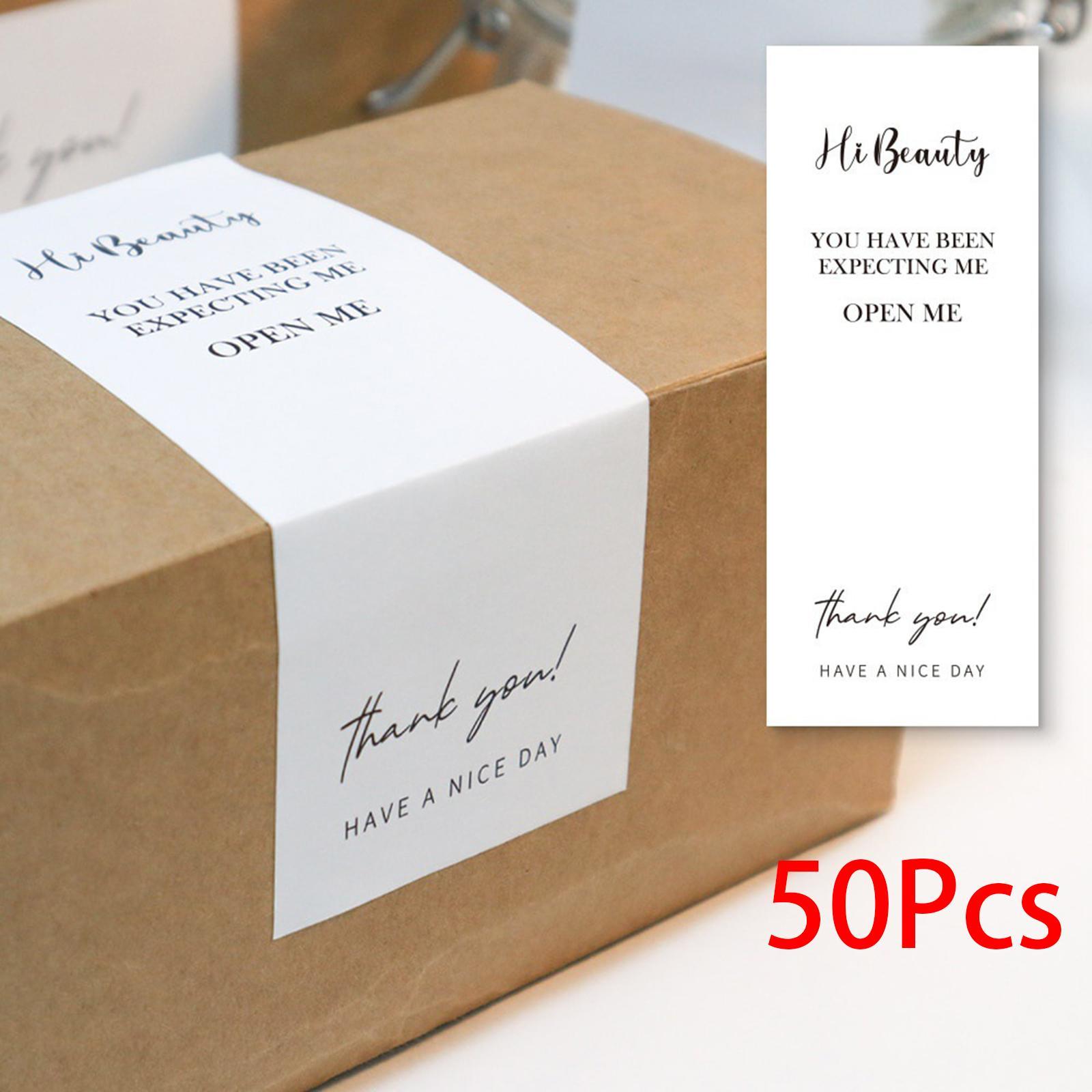 Box Seal Sticker, 50pcs, Rectangle Package Labels, Decorative Baking Sealing Decals for Small Business Gift Packaging Customer Mailer Box Retail Bag