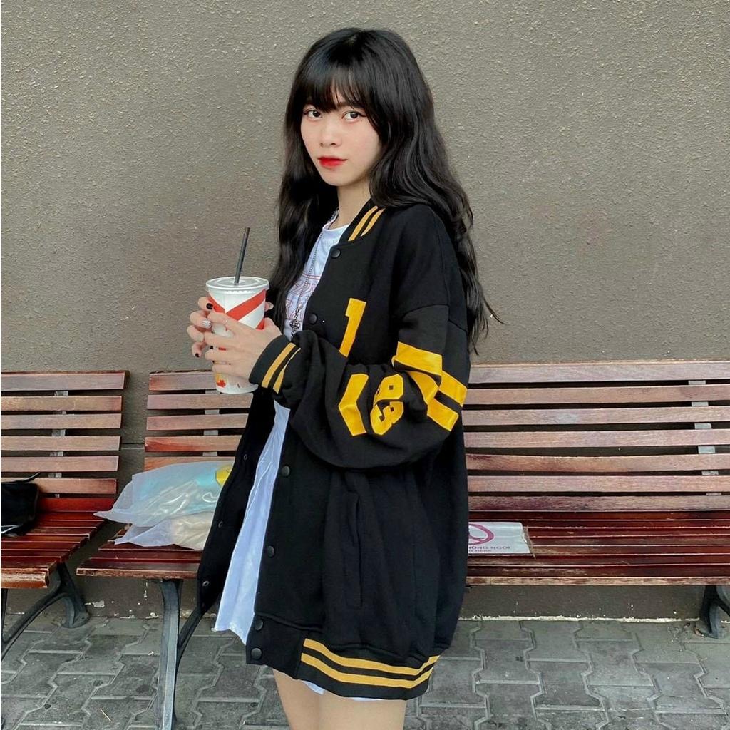 Áo Khoác Bomber Cardigan Nỉ Bông LB Form Rộng Unisex Nam Nữ Ulzzang Phong Cách Hàn Quốc