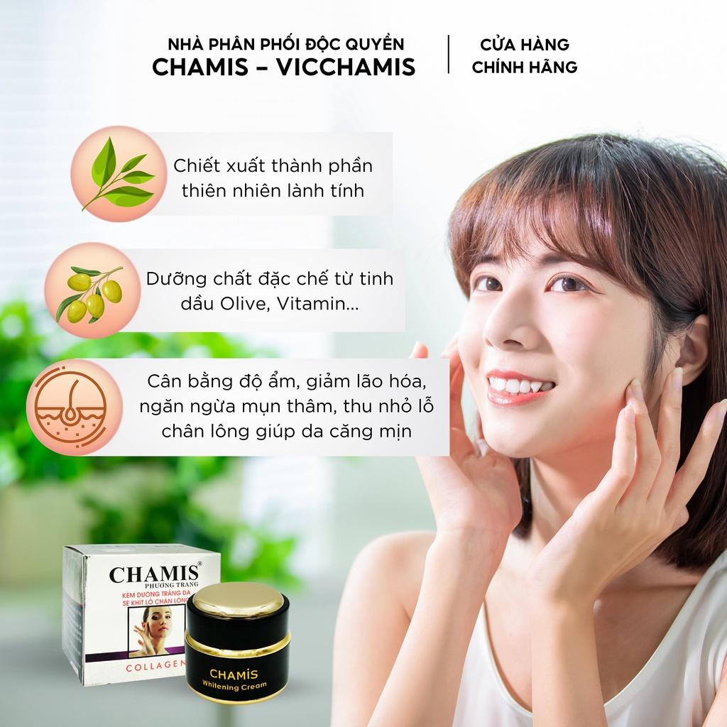 KEM DƯỠNG TRẮNG DA COLLAGEN CHAMIS THU NHỎ LỖ CHÂN LÔNG