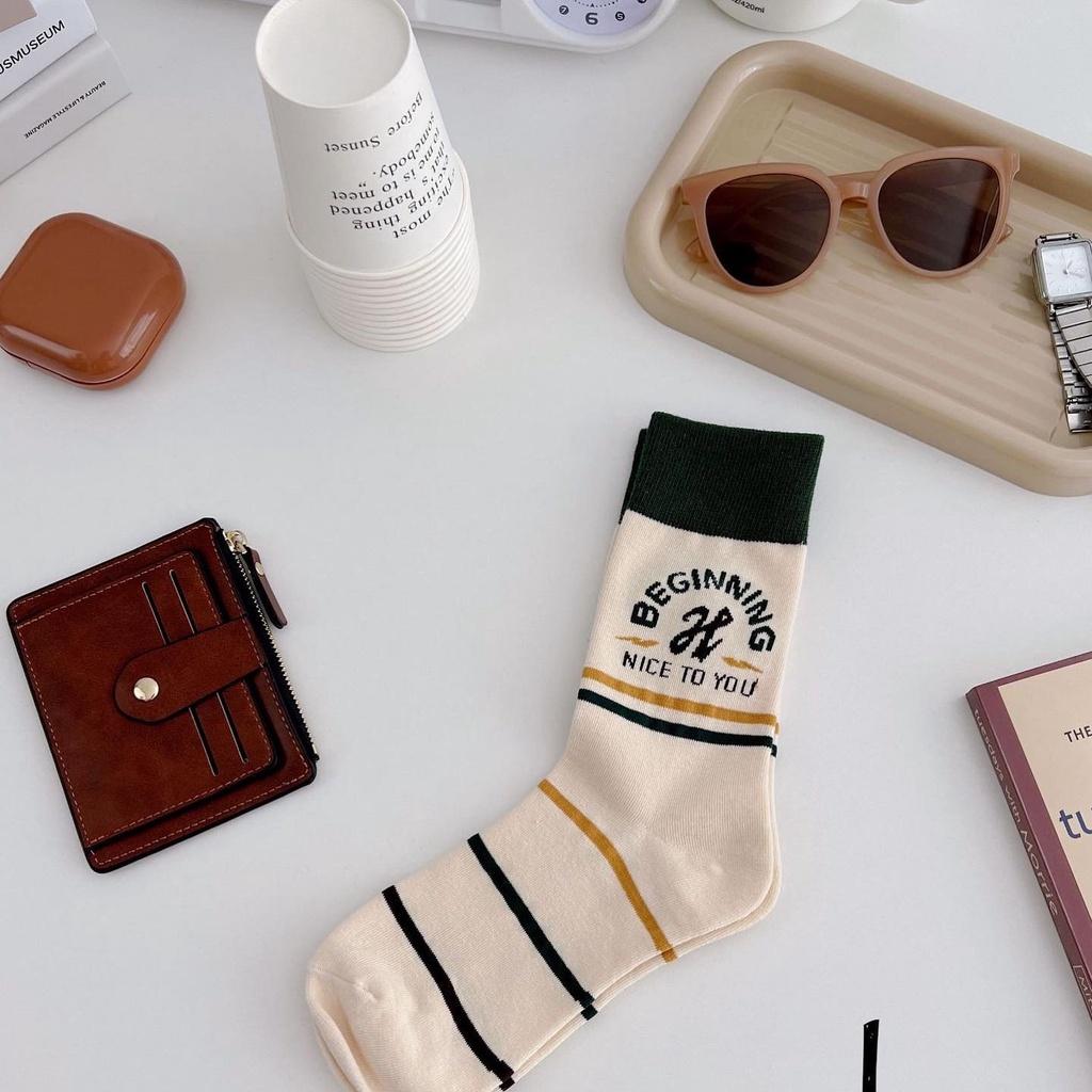 Tất Cao Cổ Nam Vớ Cao Cổ Nữ Tất Bóng Chày Xanh Đỏ Noel Vintage Phong Cách Ulzzang Hàn Quốc Cotton Mềm Mịn Camcamvintage