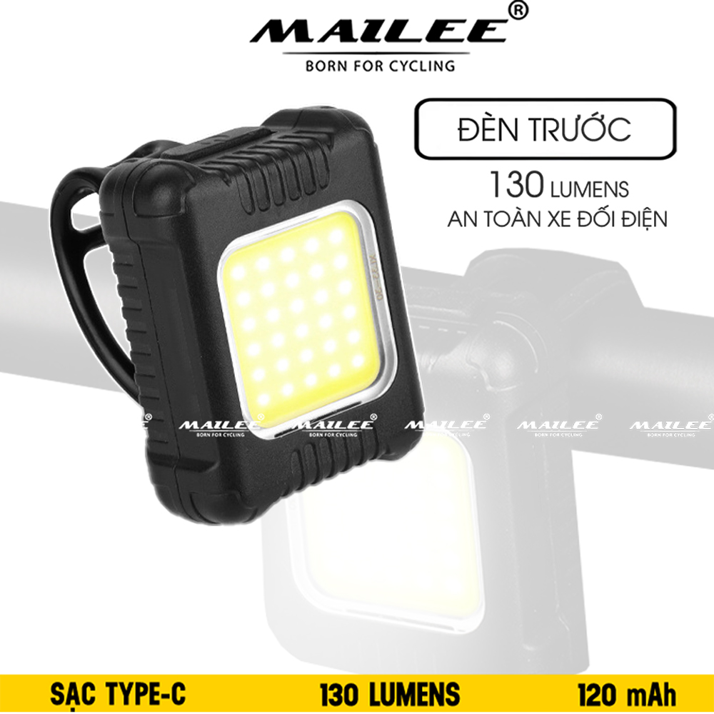 Đèn LED mini trước sau cho xe đạp BG-3133 sạc USB type-C, dung lượng 120mAh, hạt LED COB chống nước cho xe đạp 80-130 lumens - Mai Lee